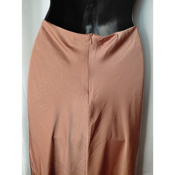 Hello Molly XS Cutout Satin Midi Dress Copper US 2 - Picture 6 of 11